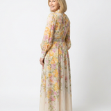 Delphine | Vestido maxi fluido de mangas longas e flores