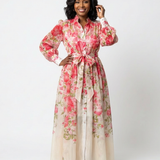Delphine | Vestido maxi fluido de mangas longas e flores