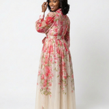 Delphine | Vestido maxi fluido de mangas longas e flores