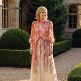 Delphine | Vestido maxi fluido de mangas longas e flores