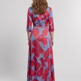Marie | Vestido maxi com flores e mangas três-quartos