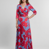 Marie | Vestido maxi com flores e mangas três-quartos
